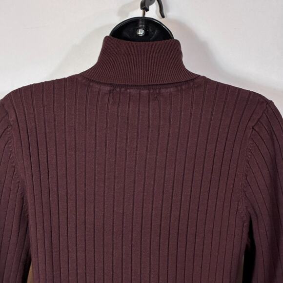 Brown Turtleneck Sweater Ribbed Bamboo Traders Women's Size Medium Retro Preppy - Picture 8 of 10
